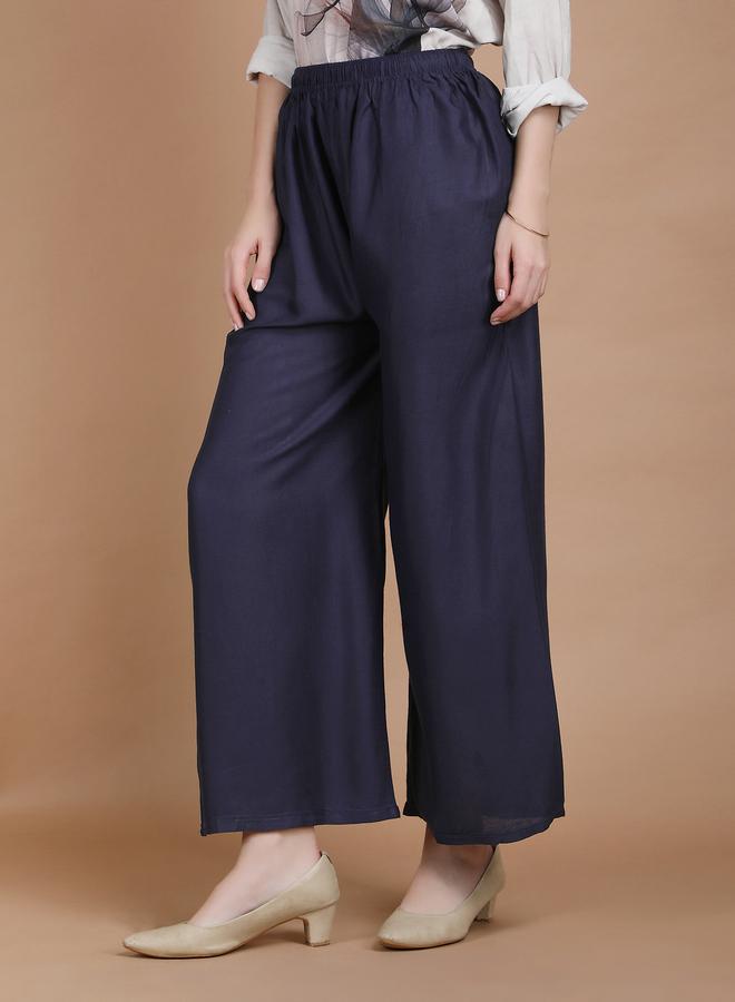 تايك تو بنطال بالازو واسع الساق لون كحلي - Image 1